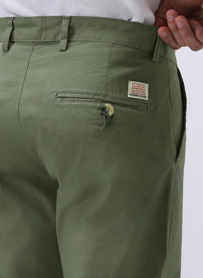 Urbano Fashion  Urbano Fashion Men's Sage Green Cotton Regular Fit Casual Chinos Trousers Stretch for Men | Best Price UAE